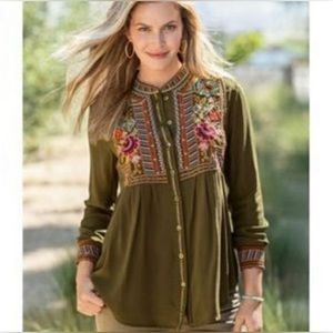 Johnny Was button-up peasant blouse